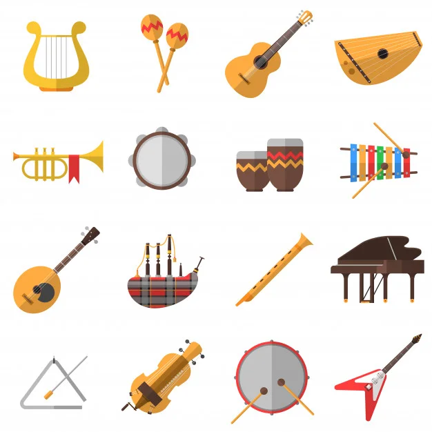 Different musical instruments.
