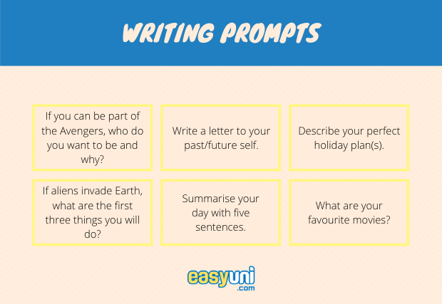 Writing prompts to improve English.